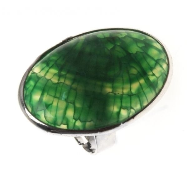 Anel Oval Pedra Natural Ágata Verde