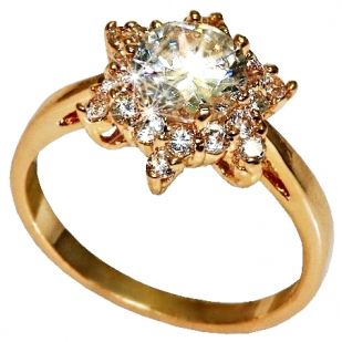 Anel Estrela Folheado a ouro Pedra Zircônio