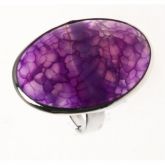 Anel Oval Pedra Natural Ágata Roxo